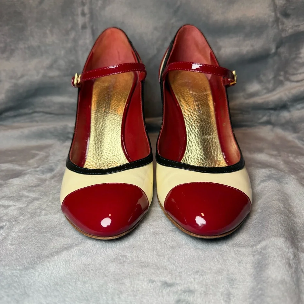 DSQUARED2 Red and Cream Mary Jane Heels - Picture 1 of 12